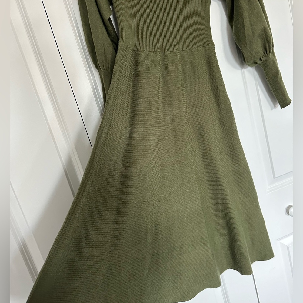 Rachel Zoe Long Sleeve Knit Olive Green Dress - Picture 4 of 7